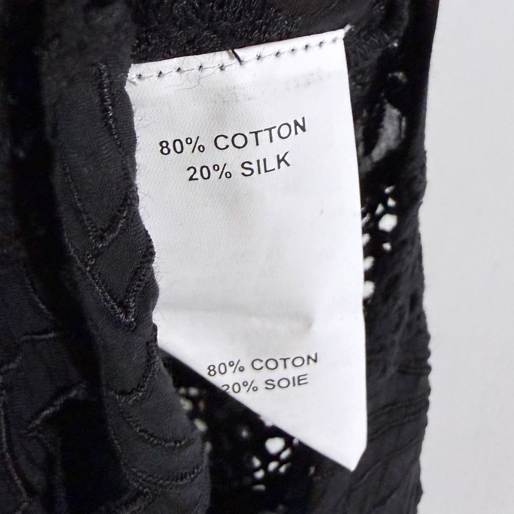 Ramy Brook Lucia Dress Black Strapless Embroidered Eyelet Cotton Silk Sz M - Picture 9 of 10